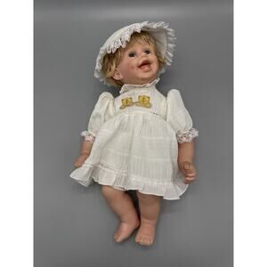 Duck House Heirloom Baby Doll Blonde Hair Blue Eyes Smiling W/ Teeth 16” READ